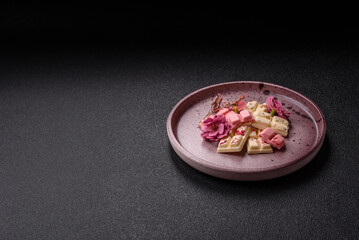 Multicolored handmade chocolate bars pink, white, brown colors