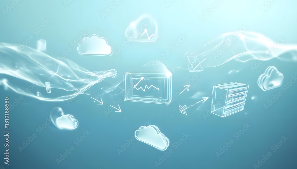 Poster cloud computing data server network system graphics