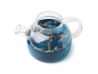Delicious butterfly pea flower tea isolated on white