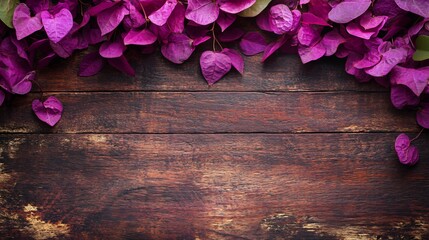 Vibrant Purple Bougainvillea Flowers on Wood