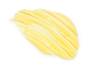 Cream sample isolated on white, top view