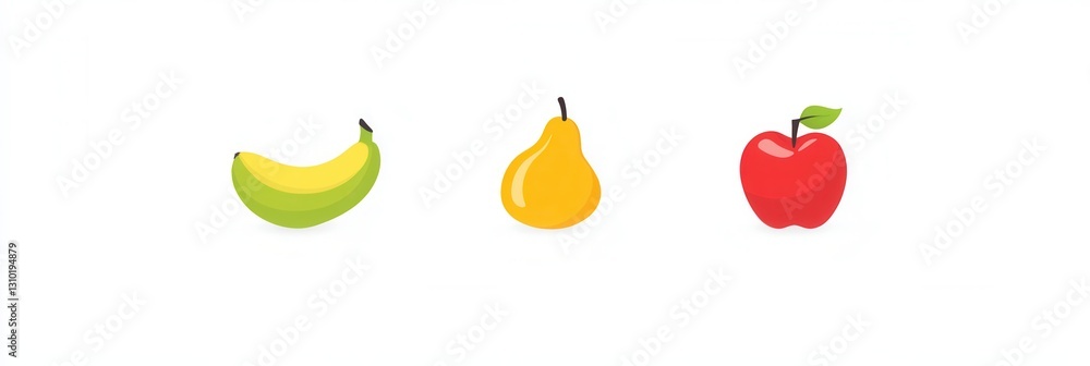 Aufkleber modern minimalist fruit logo showcasing abstract representations of a banana, pear, and apple on a c
