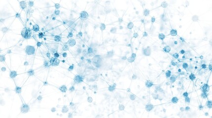 Abstract blue molecular network background with interconnected nodes and lines.