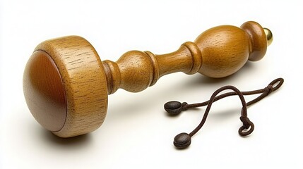 Handcrafted Wooden Object with Unique Design and Warm Texture on Isolated Background