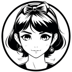 Minimalist Kawaii Anime Girl – Chic Bow & Elegant Line-Art