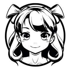Minimalist Kawaii Anime Girl – Playful Twin Bows & Bright Charm