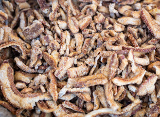 Heap of crispy pork cracklings