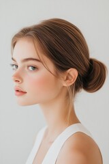 Soft, elegant portrait highlighting natural beauty and gentle fe