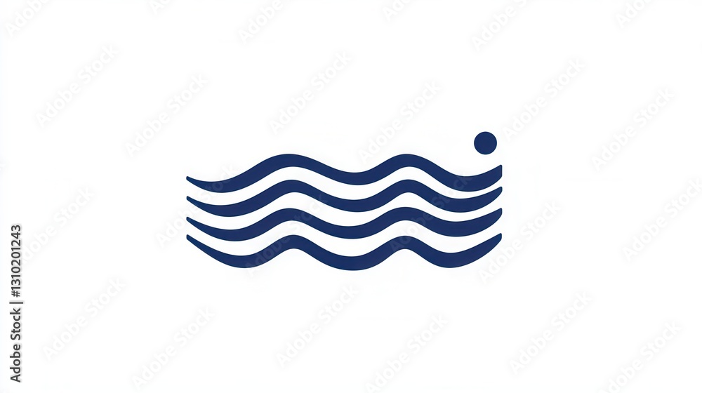 Aufkleber wavy blue line icon representing calmness in abstract minimalist style creating a sense of tranquili
