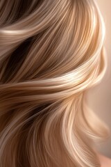 Fototapeta premium Soft, flowing hair showcases blend of golden hues and natural sh