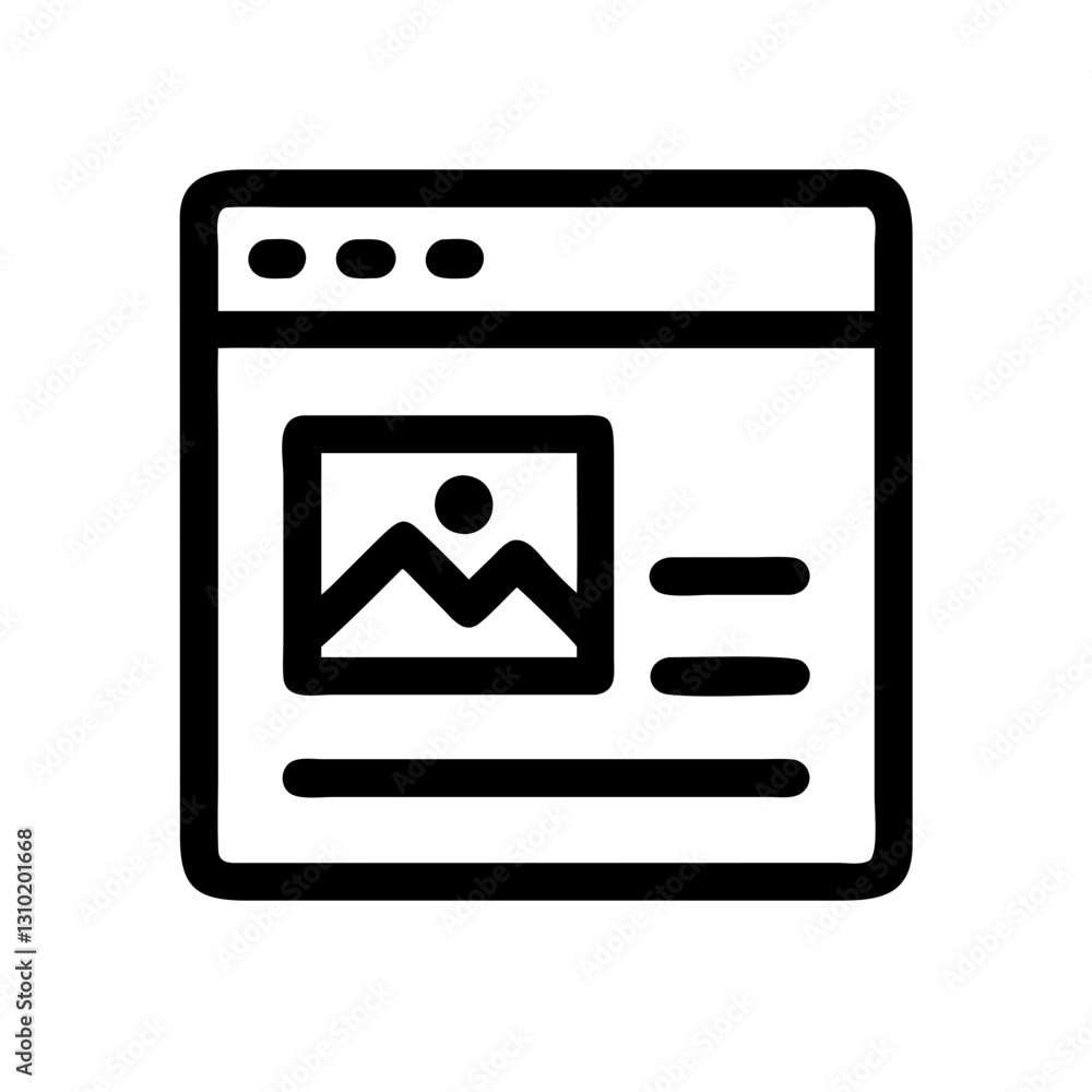 Poster webpage icon displaying image, online content creation concept