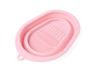 Silicone pad for cleaning makeup brushes isolated on white