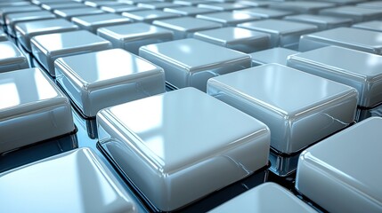 Shiny cubes reflect light, office background