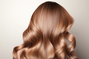Fototapeta premium Shiny, wavy hair cascades elegantly, showcasing rich, warm tones