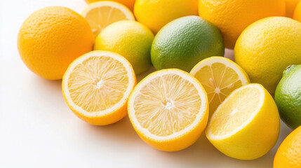 Vibrant citrus fruit arrangement featuring oranges and lemons for summer inspirations