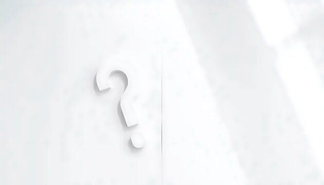 Conceptual white question mark, highlighting uncertainty, problem-solving scenarios