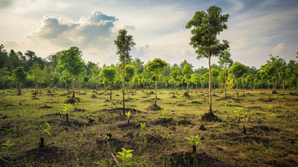 Obraz premium reforestation efforts, new trees