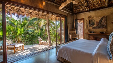 Obraz premium Tulum's Paradise Palm Trees & Cabana
