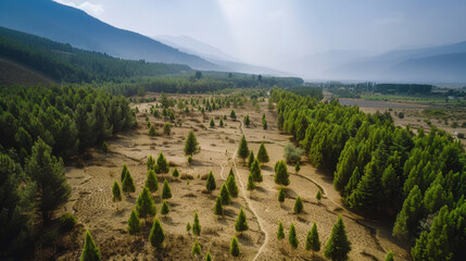 Naklejka premium reforestation efforts, new trees