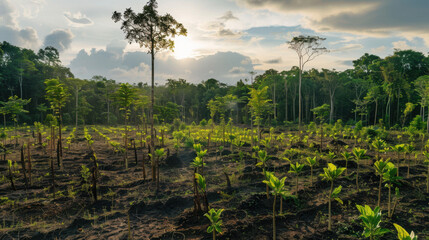 Obraz premium reforestation efforts, new trees
