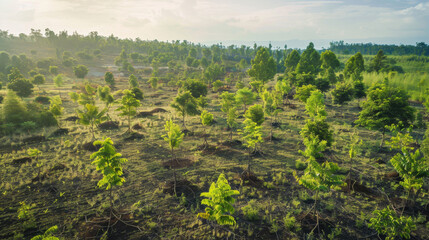 Naklejka premium reforestation efforts, new trees