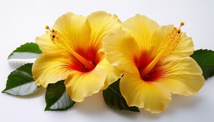 yellow hibiscus on white