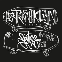 Skate board graffiti style t-shirt print design