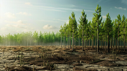 Fototapeta premium reforestation efforts, new trees