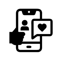 Social engagement icon showing phone interaction, digital connection concept