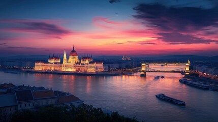 Fototapeta premium I love Budapest. Parliament building in Budapest. Travel to Hungary. Travel to Budapest.
