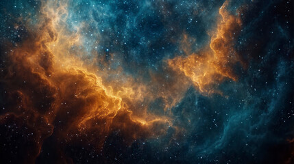 Fototapeta premium A huge galaxy and a nebula in deep space - a stunning space background with stars, an infinite universe. Galaxy and Nebula. 