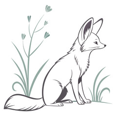 Obraz premium Adorable Fennec Fox Silhouette with Desert Vibes