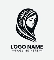 Beautiful Hijab Woman Logo Design, Muslimah Fashion Logo