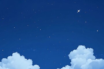 Fototapeta premium Enchanting indigo dusk backdrop with ethereal cloud and twinkling stars