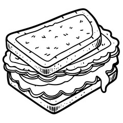 Delicious homemade sandwich with fresh ingredients on a white background