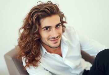 Naklejka premium Portrait of a man with long hair