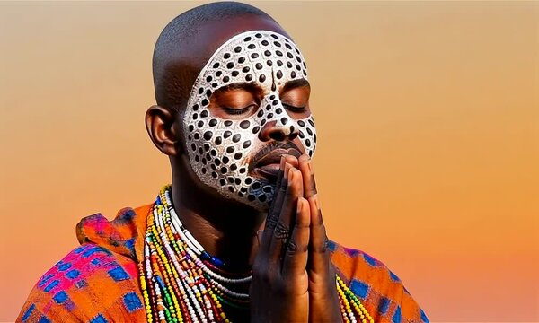 Aboriginal, tribe man praying
