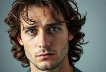 Man with long hair and introspective expression