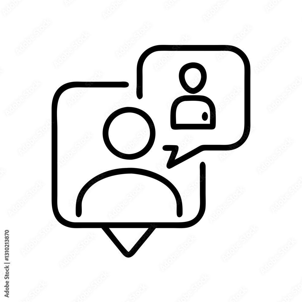 Poster user interaction icon expressing communication through chat bubbles concept