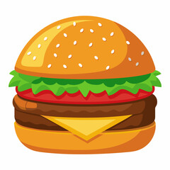 Graphic illustration of a sesame seed bun with lettuce on a white background