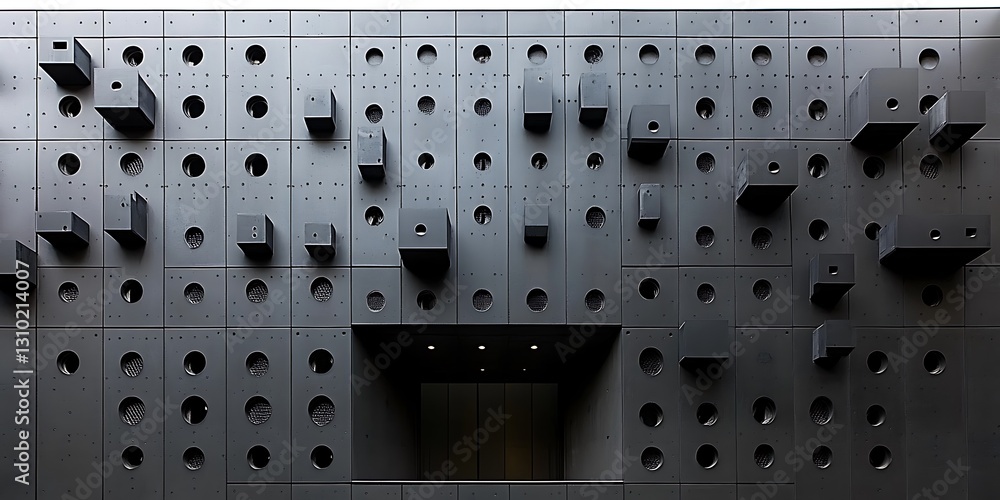 Poster abstract cubic architecture with geometric patterns and precise layout