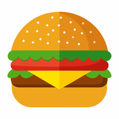 Colorful cartoon hamburger illustration with vibrant toppings and shadows