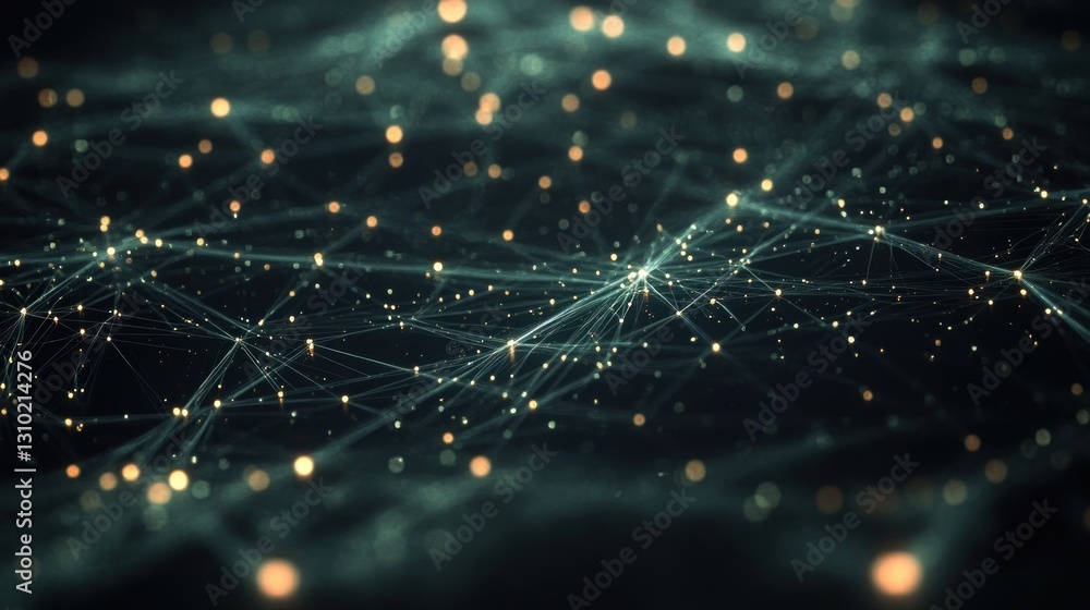 Poster abstract network of interconnected glowing points