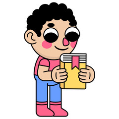 cute kid holding a book