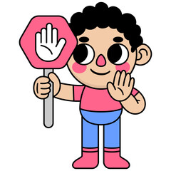 cute kid holding a block sign