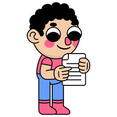 cute kid holding a document