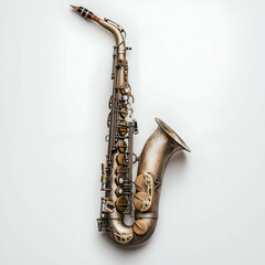 Vintage Jazz Saxophone: Close-Up of Classic Brass Musical Instrument