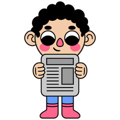 cute kid holding a newspaper