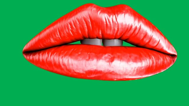 animation video of lips giving kiss on green screen