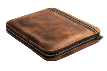 Stylish brown leather zipper case designed for storing documents and essentials for travel or everyday use
